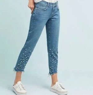 Anthropologie Pilcro Pearl Embellished Hyphen Jeans
